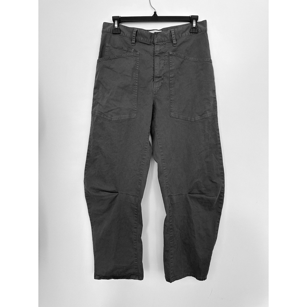 Nili Lotan Shon Pant Women 0 Carbon Grey Barrel Leg Utility Trousers Made in USA